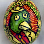 Roz Chast Bird Faces, 2020 eggshell, dye and polyurethane 2.25 x 1. 625 inches (CHAST 152)