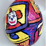 Roz Chast That Clown, 2020 eggshell, dye and polyurethane 2.25 x 1. 625 inches (CHAST 84)