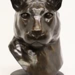 bronze head of cougar