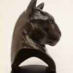 bronze head of cougar, side view