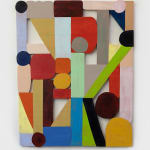 colorful geometric wood wall relief