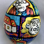 Roz Chast Boxes, 2020 eggshell, dye and polyurethane 2.25 x 1. 625 inches (CHAST 153)