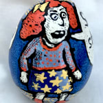 Roz Chast She Started It, 2020 eggshell, dye and polyurethane 2.25 x 1. 625 inches (CHAST 254)