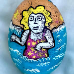 dyed eggshell showing girl in water