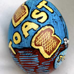 Roz Chast Toast, 2020 eggshell, dye and polyurethane 2.25 x 1. 625 inches (CHAST 167)