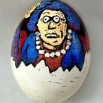 Roz Chast Egg Person, 2020 eggshell, dye and polyurethane 2.25 x 1. 625 inches (CHAST 38)