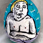 Roz Chast Pool People, 2020 eggshell, dye and polyurethane 2.25 x 1. 625 inches (CHAST 17)