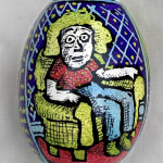 Roz Chast Pandemic, 2020 eggshell, dye and polyurethane 2.25 x 1. 625 inches (CHAST 162)