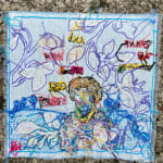 embroidery showing woman with red hair asking "what am I doing and how did I get here"