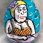 Roz Chast Pool People, 2020 eggshell, dye and polyurethane 2.25 x 1. 625 inches (CHAST 17)