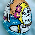dyed eggshell showing man and woman in water