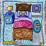 Roz Chast Insomnia, 2021 hand embroidery 12.5 x 12.5 inches (CHAST 334)