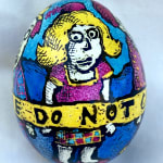Roz Chast Police Line, 2020 eggshell, dye and polyurethane 2.25 x 1. 625 inches (CHAST 172)