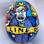 Roz Chast Police Line, 2020 eggshell, dye and polyurethane 2.25 x 1. 625 inches (CHAST 172)