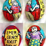 Roz Chast Emergency Exit Only, 2021 eggshell, dye and polyurethane 2.25 x 1. 625 inches (CHAST 318)