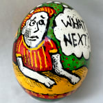 Roz Chast What Next, 2020 eggshell, dye and polyurethane 2.25 x 1. 625 inches (CHAST 43)