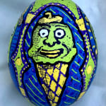 dyed egg showing green ice cream cone with hat