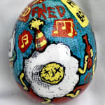 Roz Chast Eggs, 2020 eggshell, dye and polyurethane 2.25 x 1. 625 inches (CHAST 159)