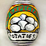 Roz Chast Potatoes, 2020 eggshell, dye and polyurethane 2.25 x 1. 625 inches (CHAST 41)