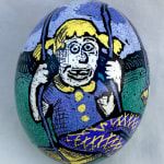 Roz Chast Girl on a Swing, 2020 eggshell, dye and polyurethane 2.25 x 1. 625 inches (CHAST 251)