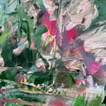 Detail photo of "March Birth Flowers,” painting by Eric Alfaro artist from Cuba, based in the United States. Available at Carousel Fine Art Atlanta. The artist’s technique transforms acrylic paint with his spatula into unforgettable imagery. His impasto texture captivates, while his use of color and contrast adds striking depth. Colors of this work : Green, Pink, Magenta, Yellow, Orange, Aqua, Grey, Brown, Black, White