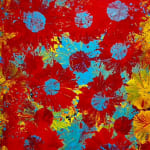“Rojo y Azul”, painting by Jorge Luis Santos artist from Cuba, based in Miami. Available at Carousel Fine Art Atlanta. The artist's technique is known for visceral and monumental creations. Santos masterfully uses acrylic on canvas to explore themes of individuality, emotion, and the abstract nature of existence. Whether using unconventional tools like a brush on a pole, a shoe sole, or a mop, his work always maintains intentionality and depth. Colors of this work : Yellow, Red, Blue, Orange, Pink, Green, Black