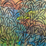 “Fluffle Hutch Saturday”, painting by Hunt Slonem artist from Kittery, Maine. Available at Carousel Fine Art Chicago. The artist’s technique involves oil and is known for his neo-expressionist paintings of butterflies, rabbits, and tropical birds. His work embraces the beauty of nature, adding a nurturing, spiritual effect to his creations. Colors of this work : Blue, Green, Orange, Red, Purple, Yellow, Black