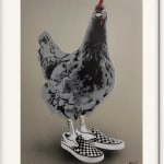 Available artwork by Swiss artist BYC titled "Chicken at the Top Vans (Grey)."