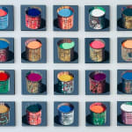 “Composition 28 pots -fonds GRIS", mixed media artwork by Stephane Braud artist from France. Available at Carousel Fine Art Miami.
