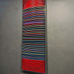 3d artwork by Venezuelan contemporary artist J.Margulis made from colorful plastic sheets, creating a sculptural painting.