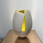 Ashraf Hanna, Light Grey Cut and Altered Vessel with Yellow Interior, 2022
