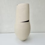 Ashraf Hanna, Tall Cut and Altered White Vessel with Grey Interior, 2022