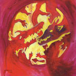 "Dragon Dance", oil on canvas board 12x16" by Charlie Kirkham (detail shot)