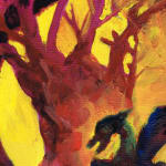 Charlie Kirkham "The Dragon at Sunrise" oil on board, 12x16", 2023 detail shot
