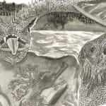 Charlie Kirkham Four Dragons of Eden Ink Drawing Detail