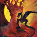 Charlie Kirkham "The Dragon at Sunrise" oil on board, 12x16", 2023