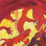 "Dragon Dance", oil on canvas board 12x16" by Charlie Kirkham (detail shot