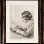 ENGELIEN REITSMA-VALENÇA, Self-portrait of the artist etching, 1932