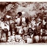 ARMSTRONG PHOTOGRAPHIC STUDIO, Six Zulu warriors with spears, staffs and knobkerries