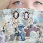 Jill Garber, Very fine 19th Century micro mosaic dinner ring in shades of aqua, teal and rose pink tesserae