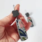 Lindsey Mann, Garden Party Drop Earrings - Green + Pink, 2024