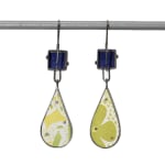 Lindsey Mann, Garden Party Drop Earrings - Green + Pink, 2024