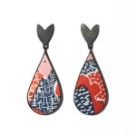 Lindsey Mann, Garden Party Drop Earrings - Green + Pink, 2024