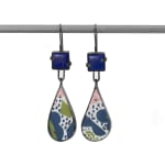 Lindsey Mann, Garden Party Drop Earrings - Green + Pink, 2024
