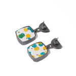 Lindsey Mann, Garden Party Drop Earrings - Green + Pink, 2024