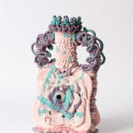 Ebony Russell, Suspiciously Beautiful: Peach Perforated Urn, 2025