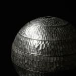 Terauchi Shinji 寺内信二, Five-tiered moon shaped bowl with silver and hammered texture finish 本銀彩槌目珠型五段重, 2024