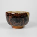 Murata Gen 村田 元, Faceted Jar, Black on Rice Husk Glaze 糠白釉黒文面取壺