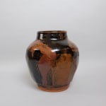 Murata Gen 村田 元, Faceted Jar with a Black Slip Overglaze 黒釉銹文 面取壺, 1960s