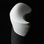 Terauchi Shinji 寺内信二, Six-tiered house shaped box with moon and arabesque designs 染付月輪花唐草 家型六段重, 2024